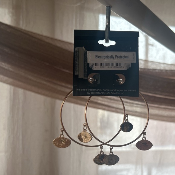 NWT - Bebe " Evil Eye Dangle Drop Hoops Earrings" - Picture 7 of 12